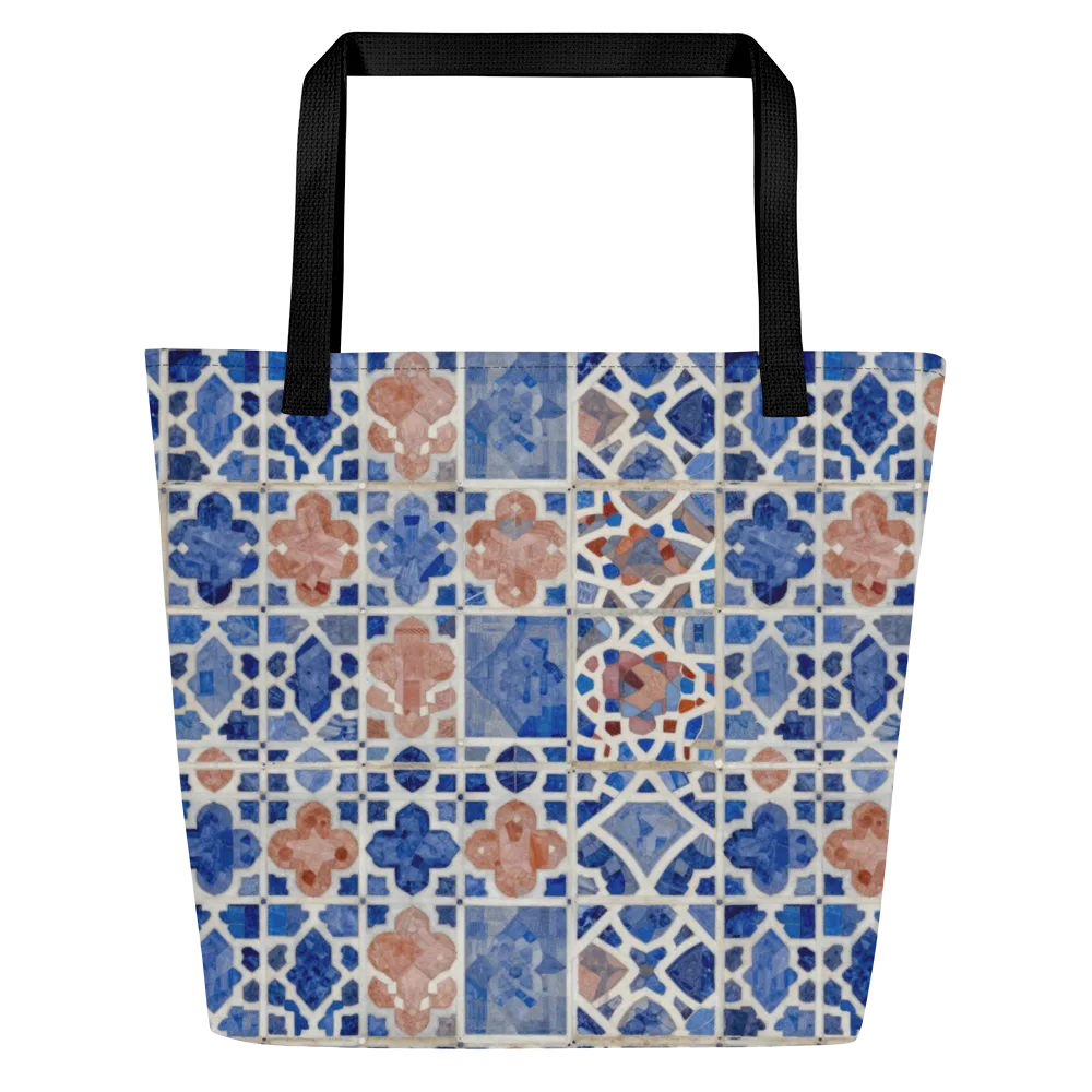Azure Mosaic on Large Tote Bag W/ Pocket — Front