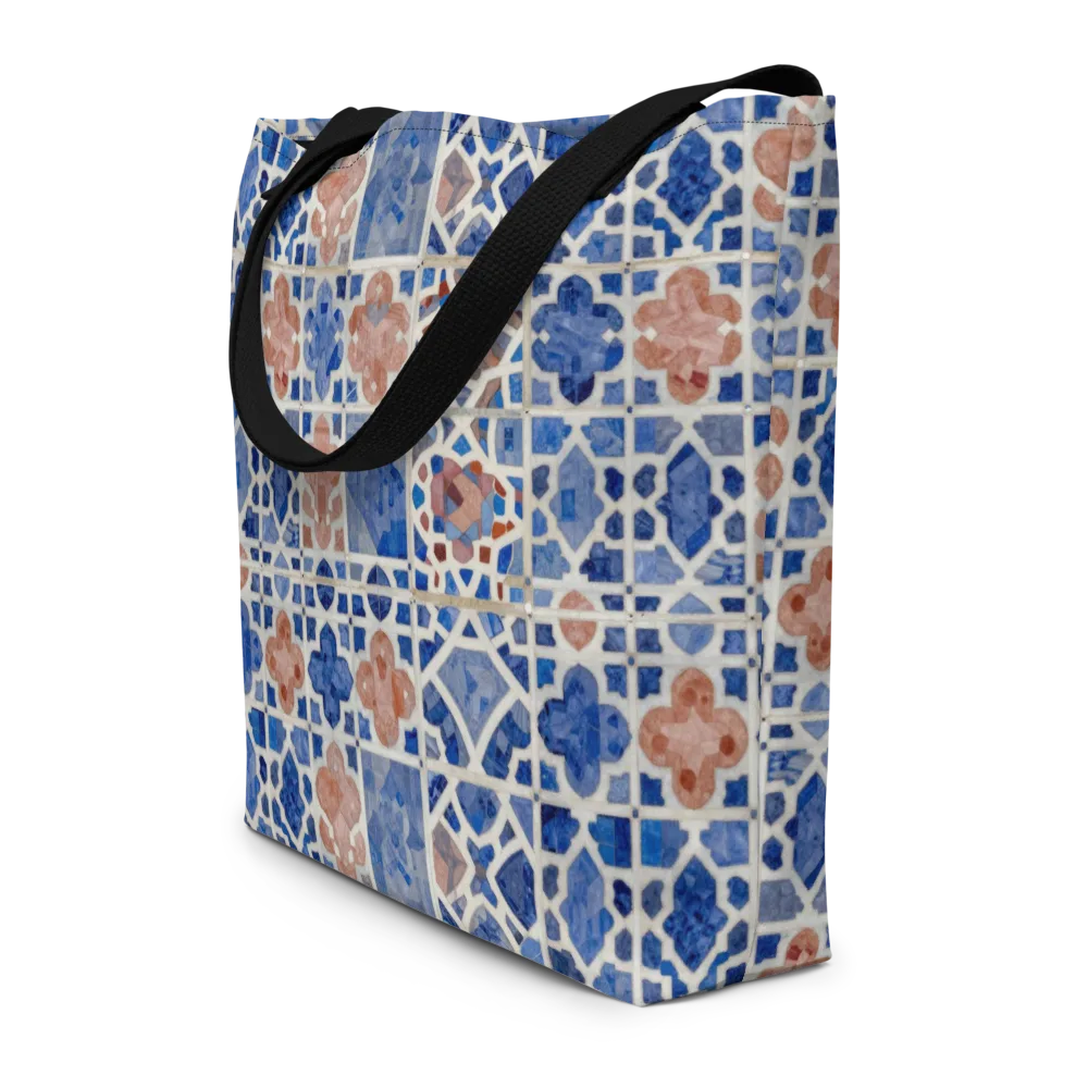 Azure Mosaic on Large Tote Bag W/ Pocket — Front