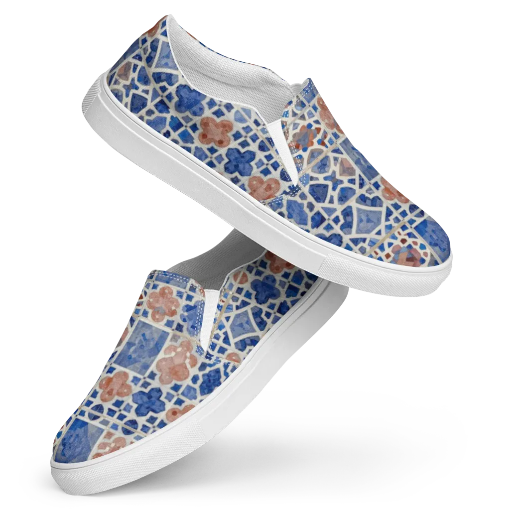 Azure Mosaic on Women's Slip-On Canvas Shoes — Front