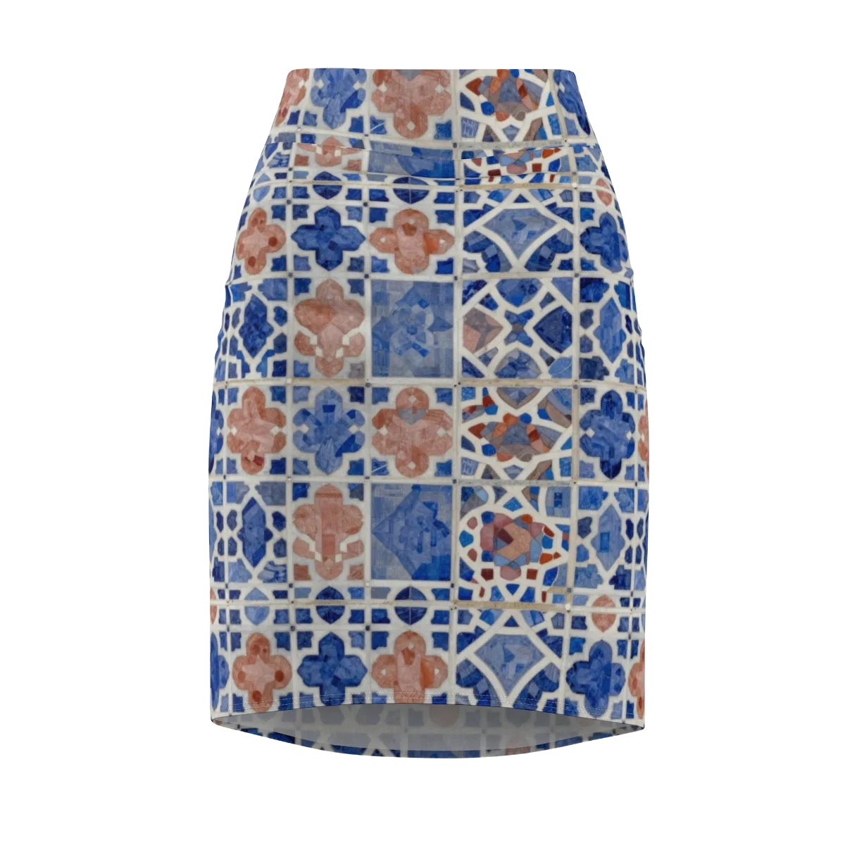 Azure Mosaic on Pencil Skirt — Front