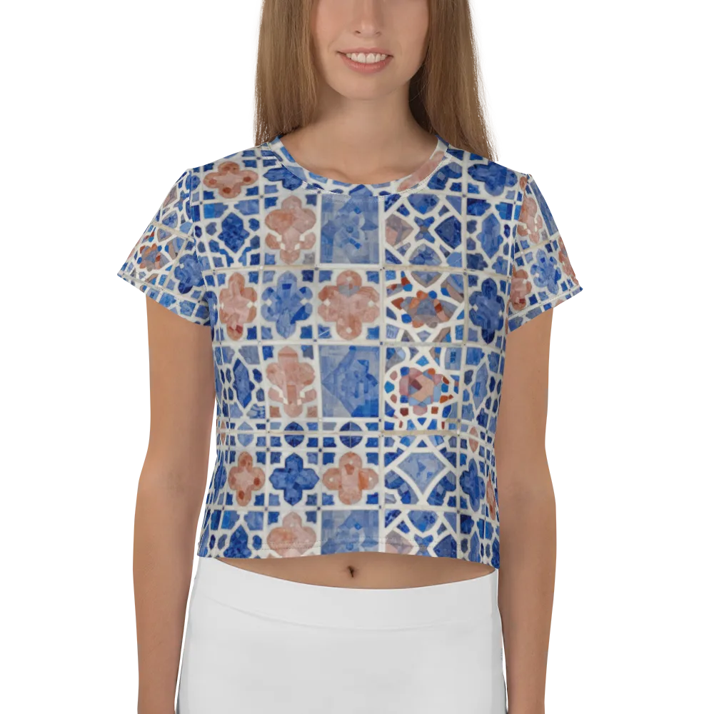 Azure Mosaic on Crop Tee — Front