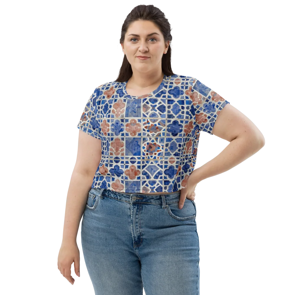 Azure Mosaic on Crop Tee — Front