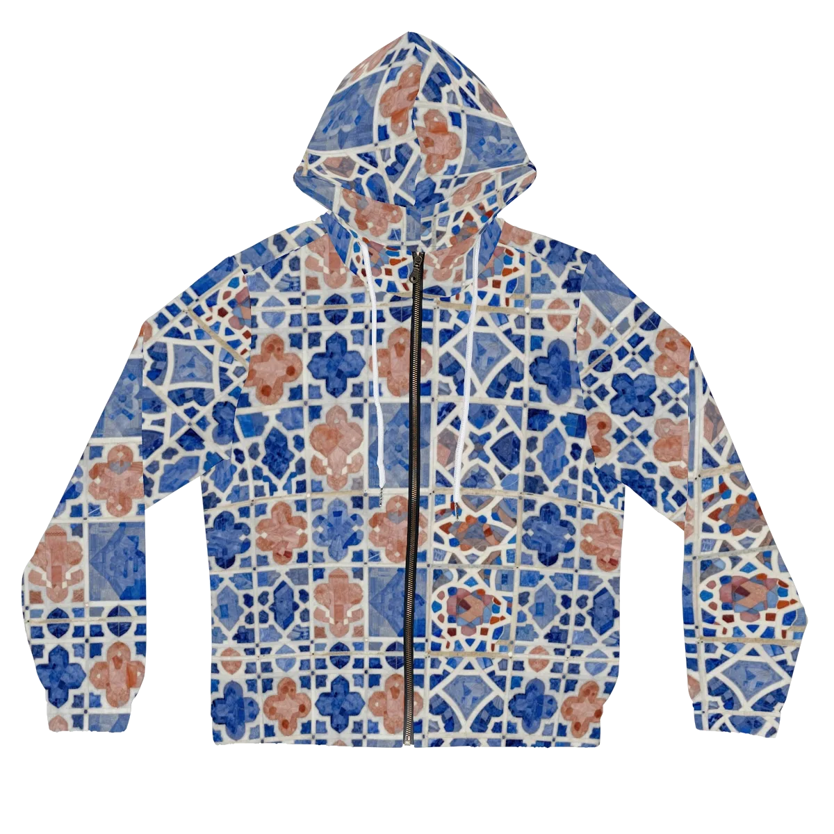 Azure Mosaic on Women's Full-Zip Hoodie — Front