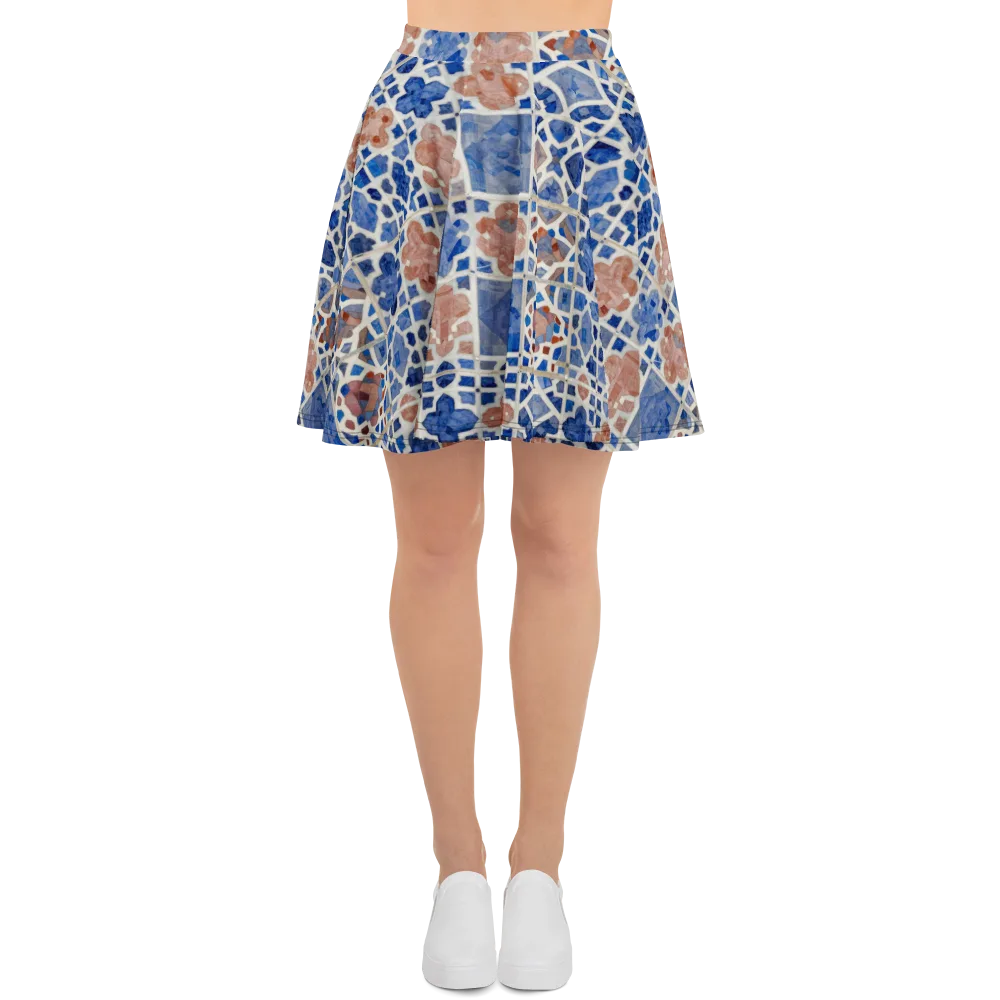 Azure Mosaic on Skater Skirt — Front