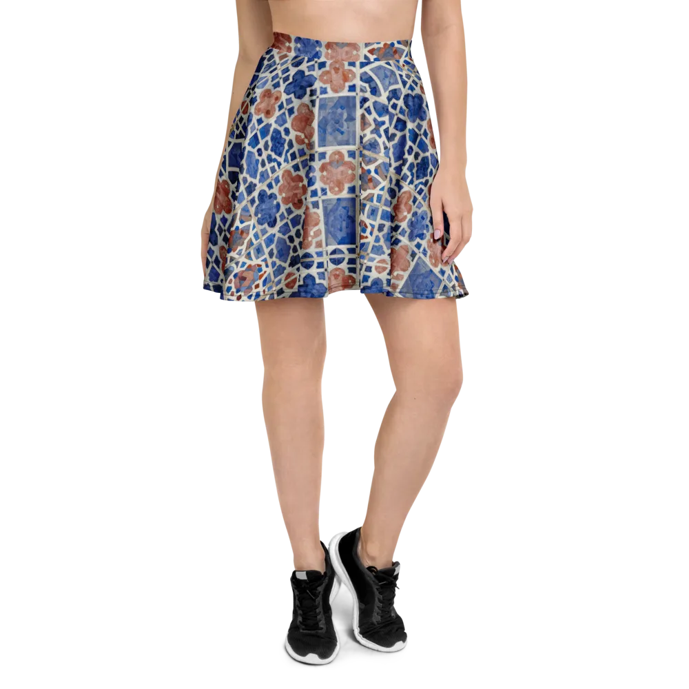 Azure Mosaic on Skater Skirt — Front