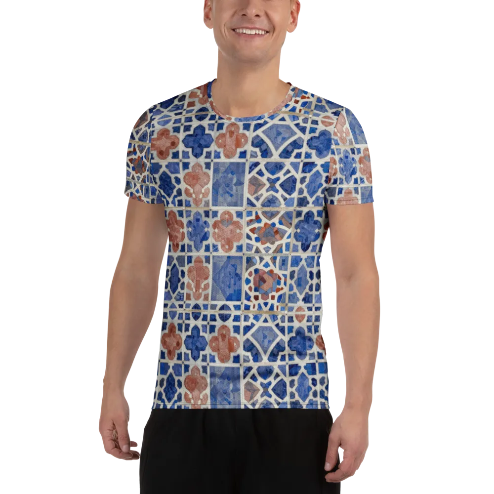 Azure Mosaic on Men's Athletic T-Shirt — Front