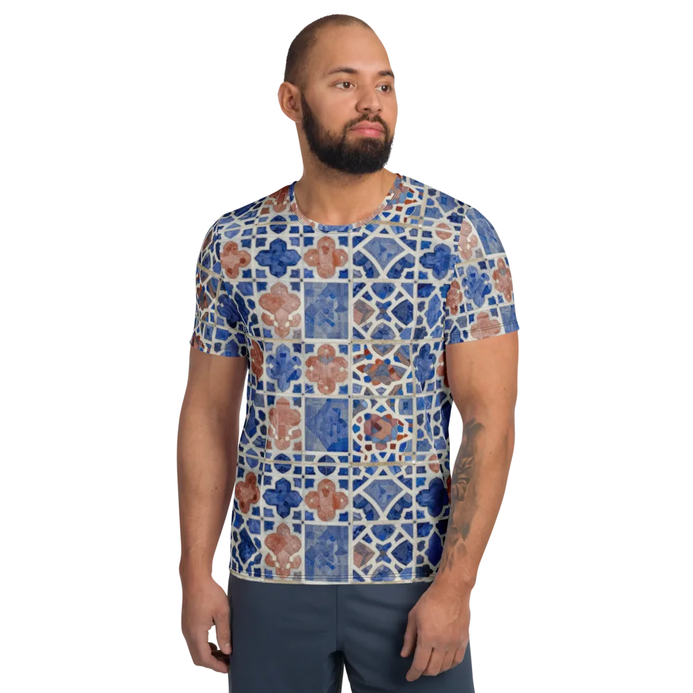 Azure Mosaic on Men's Athletic T-Shirt — Front