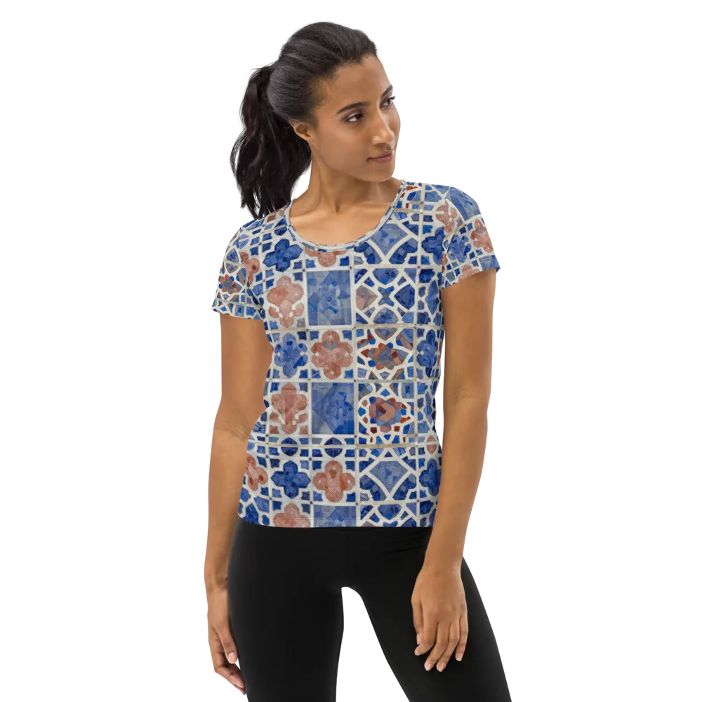 Azure Mosaic on Women's Athletic T-Shirt — Front