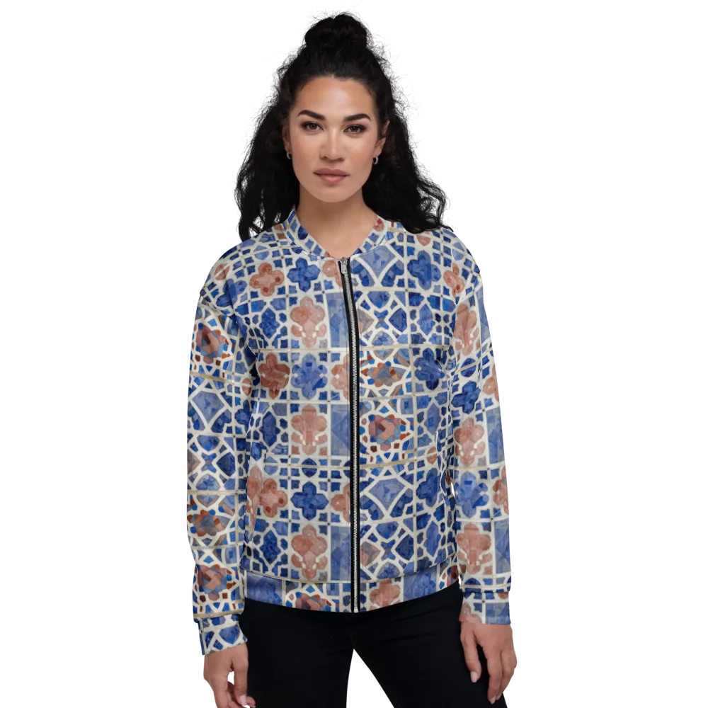Azure Mosaic on Bomber Jacket — Front