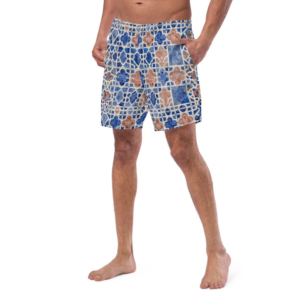 Azure Mosaic on Swim Trunks — Left Front