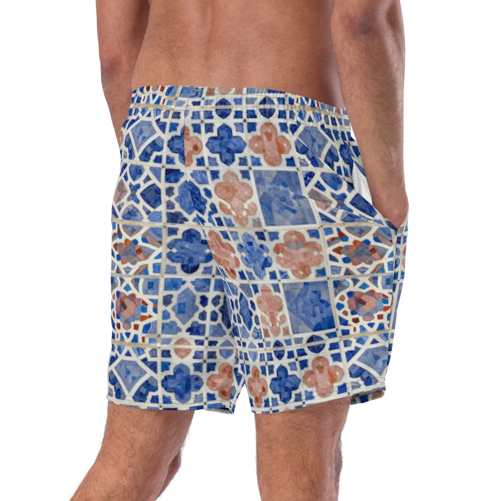 Azure Mosaic on Swim Trunks — Right Back