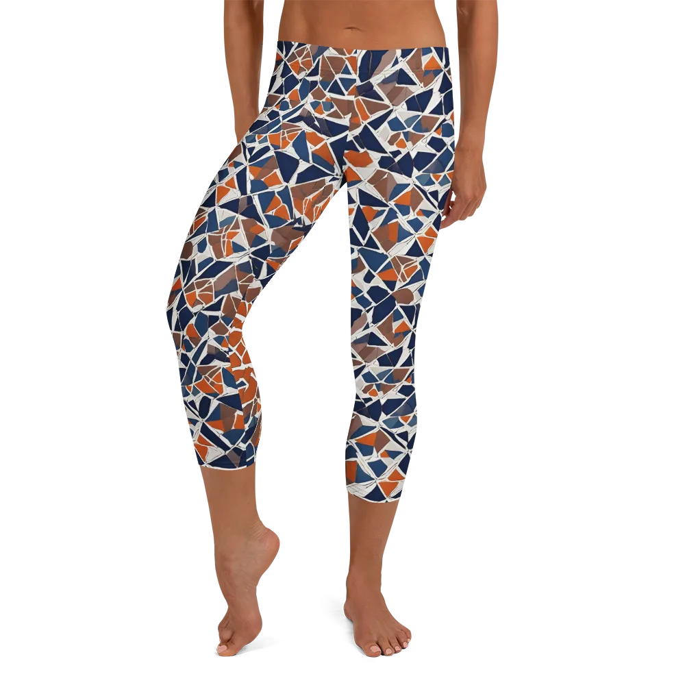 Indigo Fracture on Capri Leggings — Front