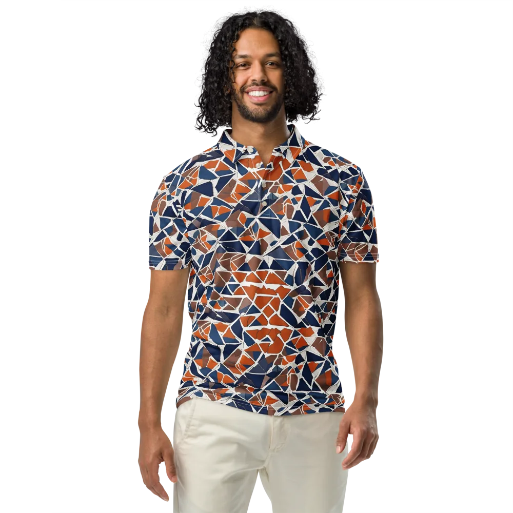 Indigo Fracture on Men's Slim Fit Polo Shirt — Front