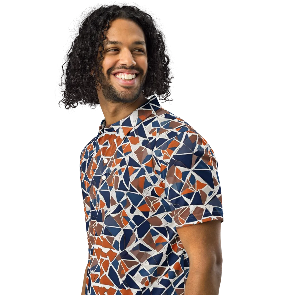 Indigo Fracture on Men's Slim Fit Polo Shirt — Left Front