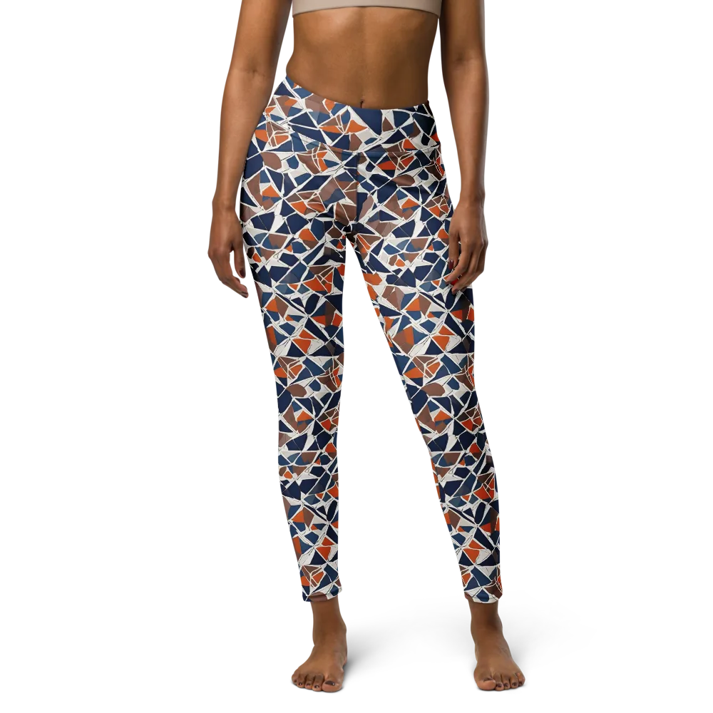 Indigo Fracture on Yoga Leggings — Front