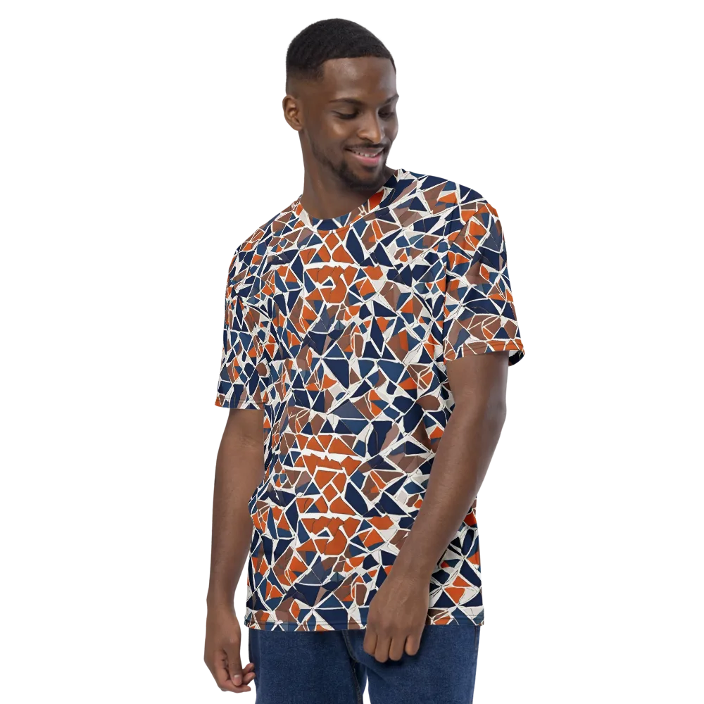 Indigo Fracture on Men's Crew Neck T-Shirt — Left