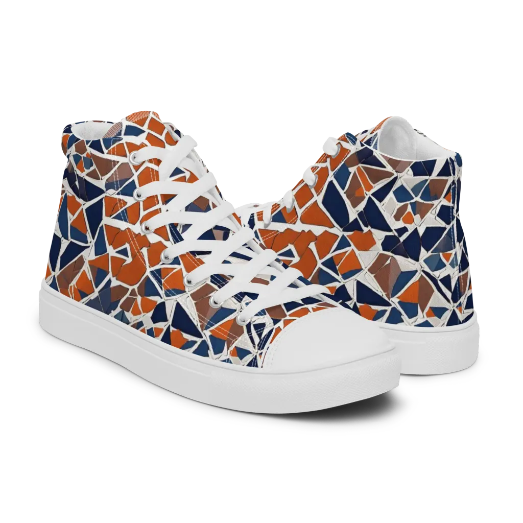 Indigo Fracture on Men's High Top Canvas Shoes — Right
