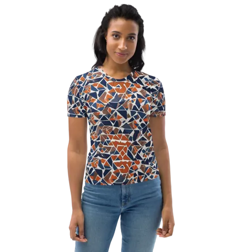 Indigo Fracture on a Women's Crew Neck T-Shirt
