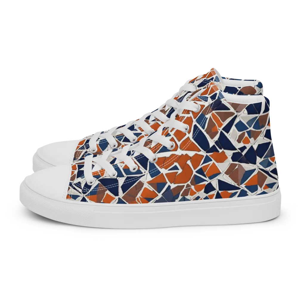 Indigo Fracture on Women's High Top Canvas Shoes — Left