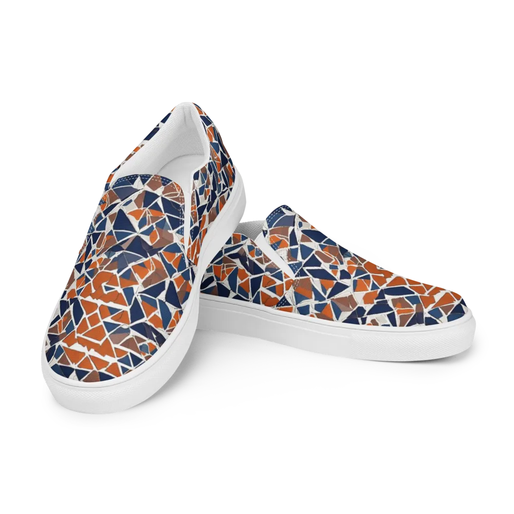 Indigo Fracture on Men's Slip-On Canvas Shoes — Left Front