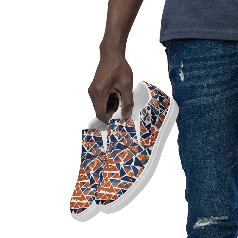 Indigo Fracture on Men's Slip-On Canvas Shoes — Left Front