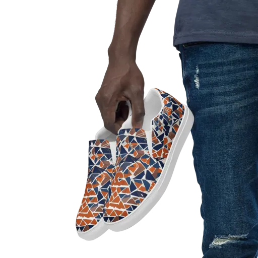 Indigo Fracture on a Men's Slip-On Canvas Shoes
