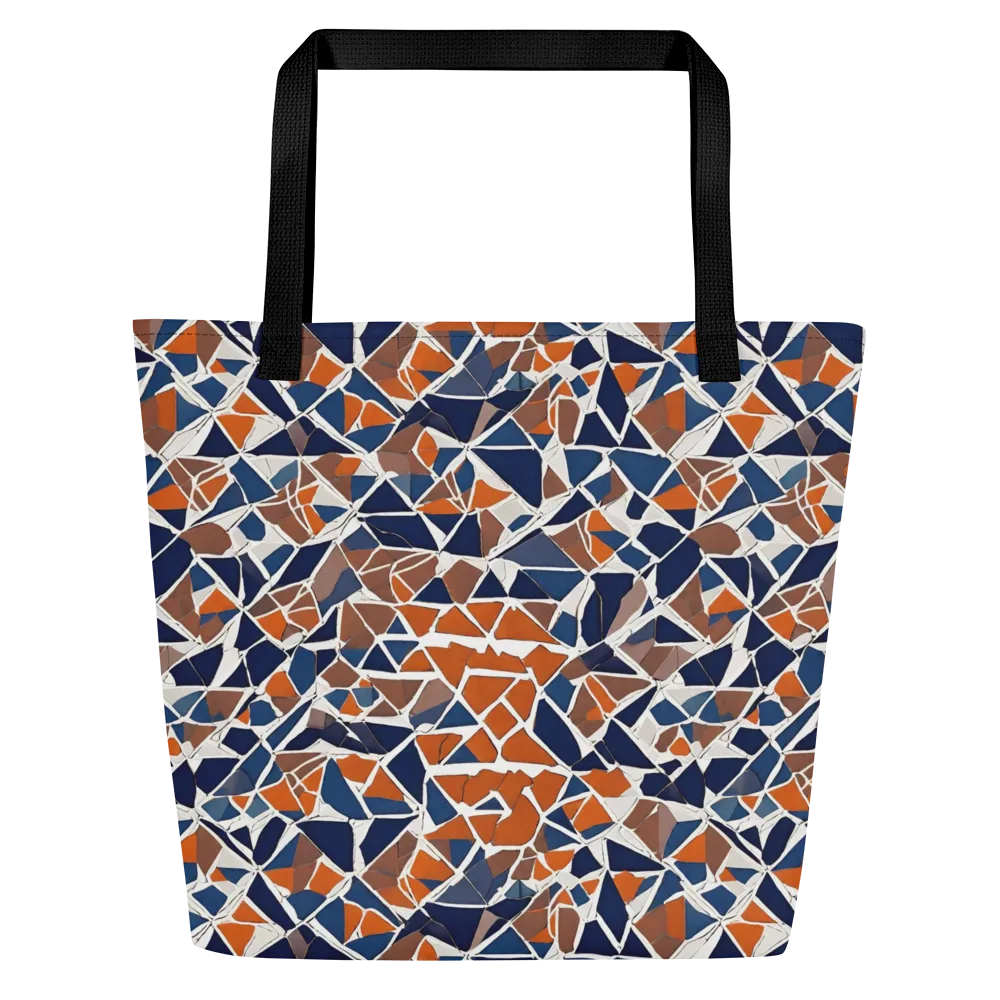 Indigo Fracture on Large Tote Bag W/ Pocket — Front