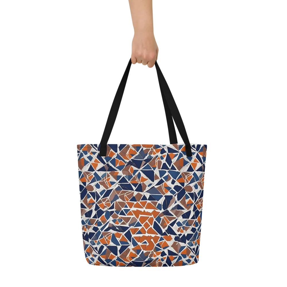 Indigo Fracture on Large Tote Bag W/ Pocket — Front