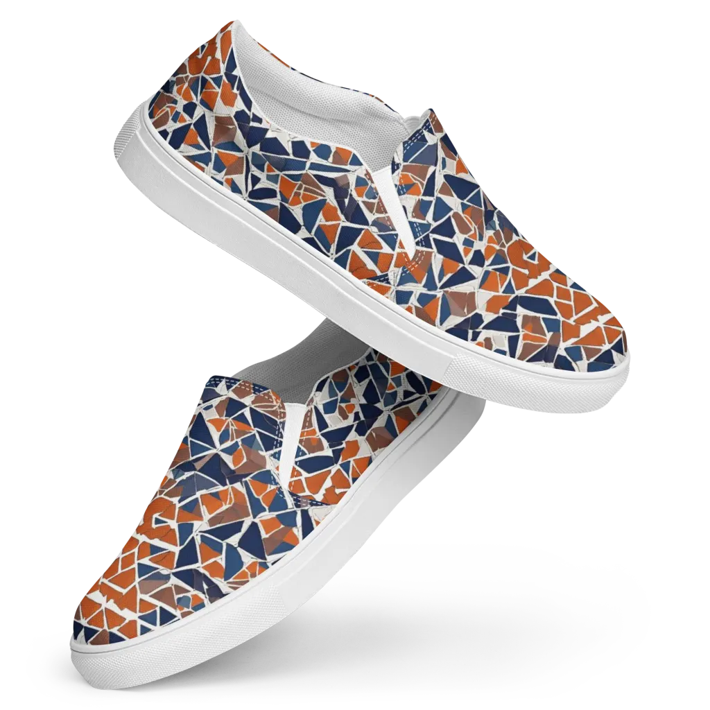 Indigo Fracture on Women's Slip-On Canvas Shoes — Front