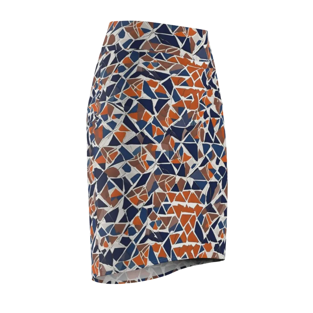 Indigo Fracture on Pencil Skirt — Front Side