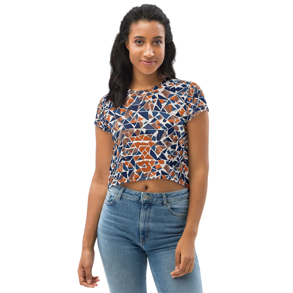 Indigo Fracture on Crop Tee — Front