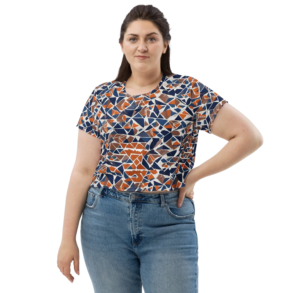 Indigo Fracture on Crop Tee — Front