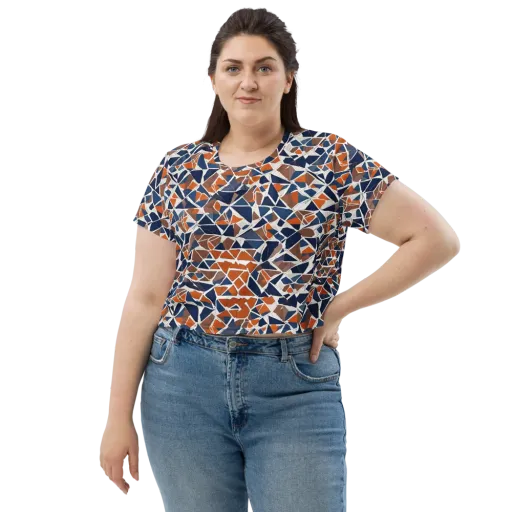 Indigo Fracture on a Crop Tee
