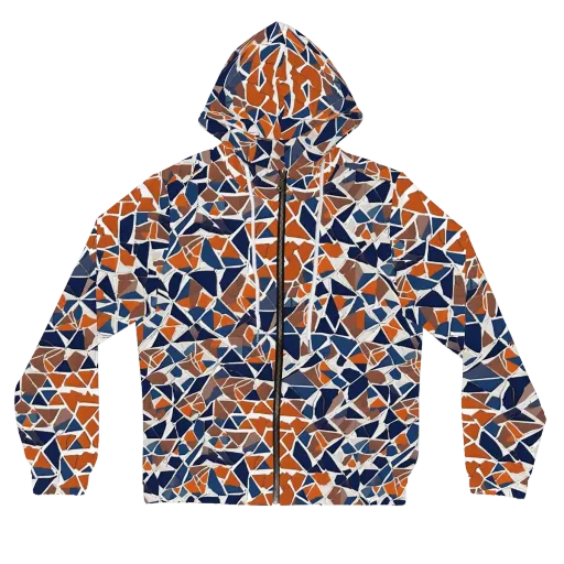 Indigo Fracture on a Women's Full-Zip Hoodie