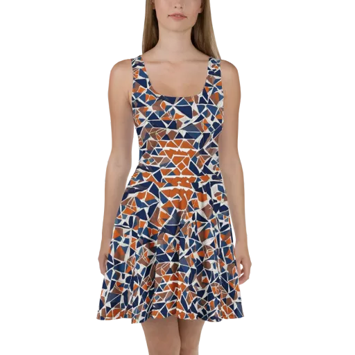 Indigo Fracture on a Skater Dress