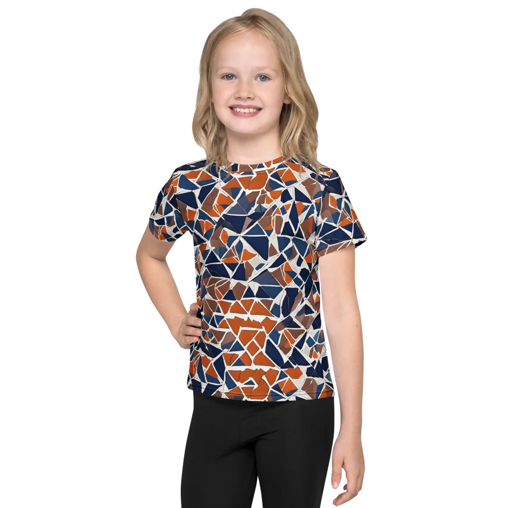 Indigo Fracture on Kids Crew Neck T-Shirt — Front