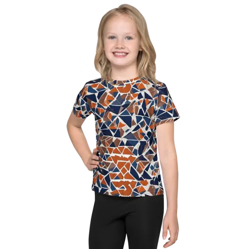 Indigo Fracture on a Kids Crew Neck T-Shirt
