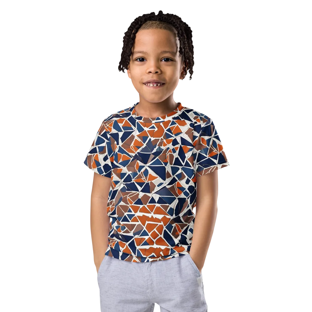 Indigo Fracture on Kids Crew Neck T-Shirt — Front