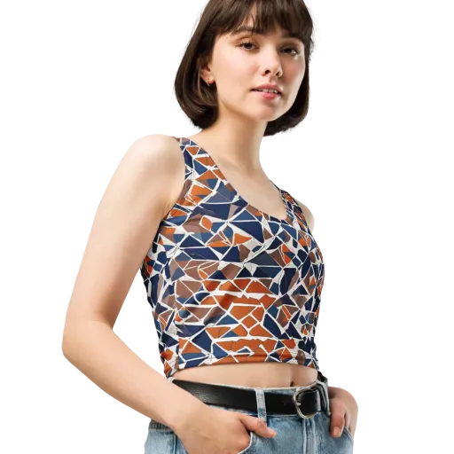 Indigo Fracture on a Crop Top
