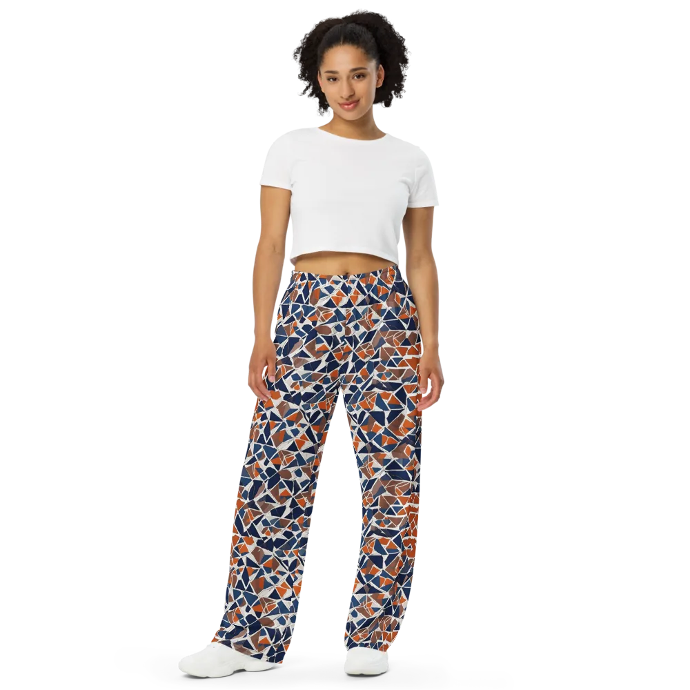 Indigo Fracture on Wide-Leg Pants — Front