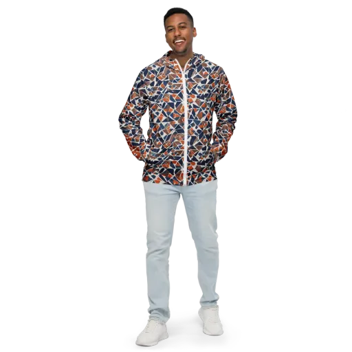 Indigo Fracture on a Men's Windbreaker