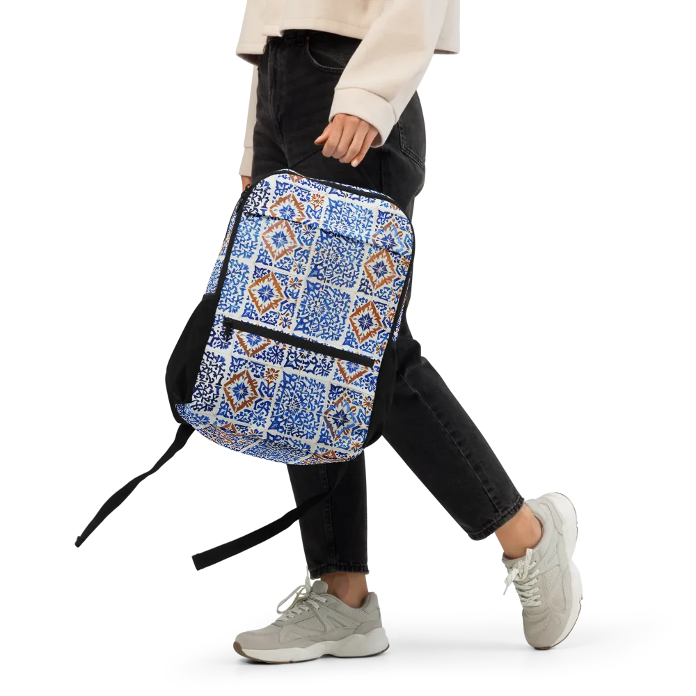 Indigo Tilework on Utility Backpack — Front