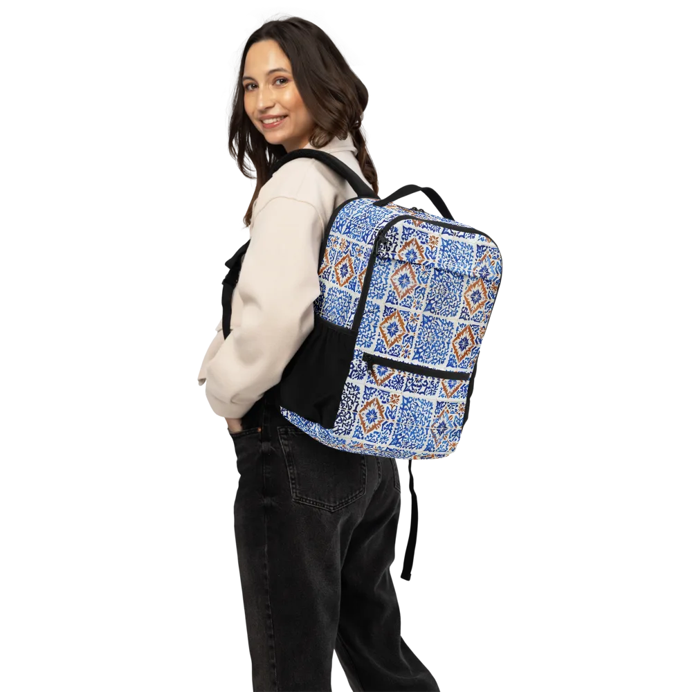Indigo Tilework on Utility Backpack — Back