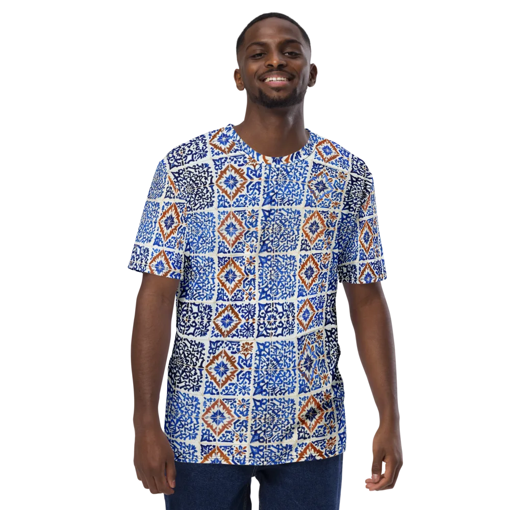 Indigo Tilework on Men's Crew Neck T-Shirt — Front