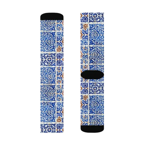 Indigo Tilework on a Socks