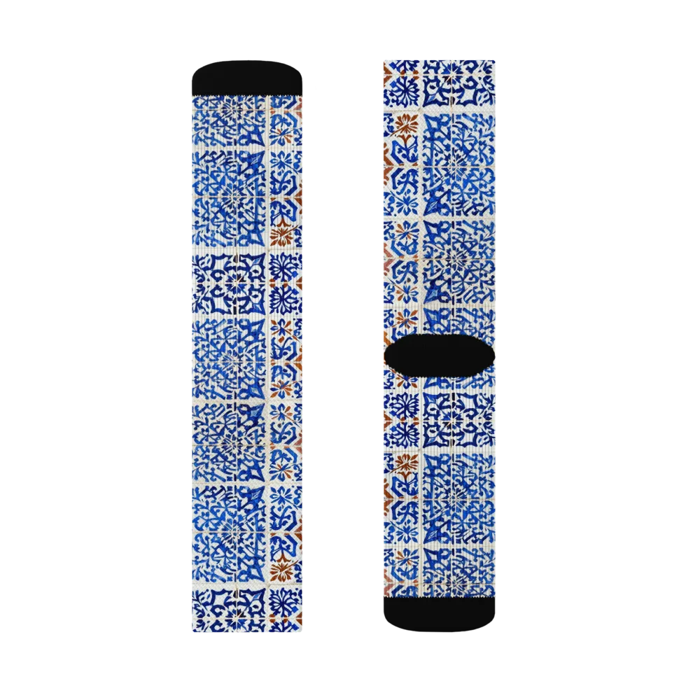 Indigo Tilework on Socks — Right Sock