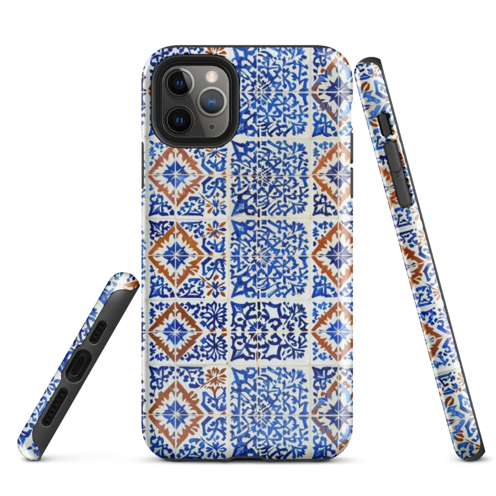 Indigo Tilework on Tough Case for iPhone® — Front