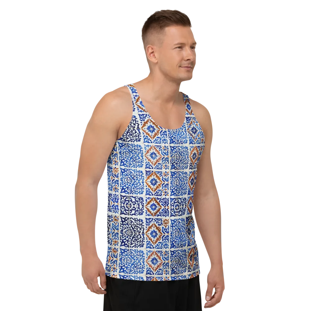 Indigo Tilework on Men's Tank Top — Right Front