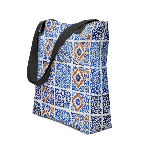 Indigo Tilework on a Tote Bag