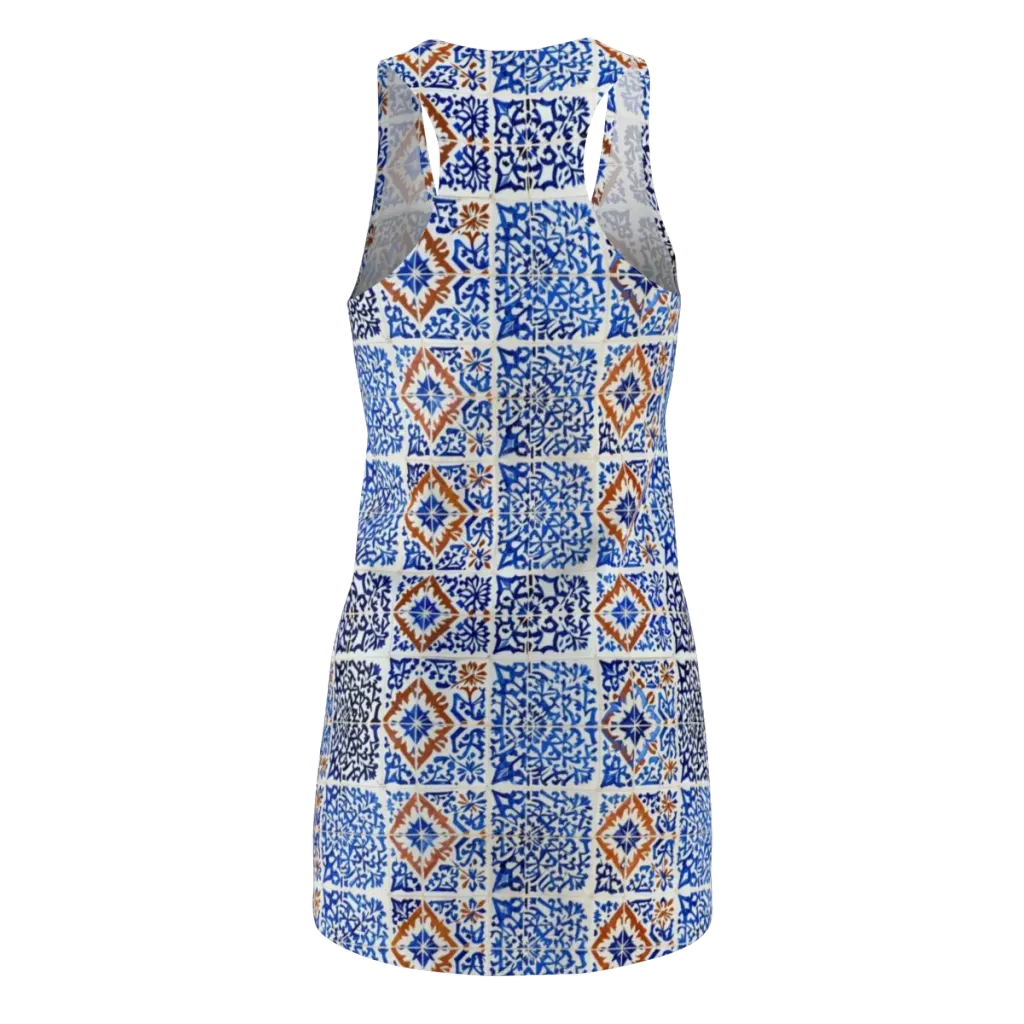 Indigo Tilework on Racerback Dress — Back